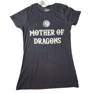 Women's New Game of Thrones HBO Mother of Dragons Baby Tee XS T-shirt Black Top